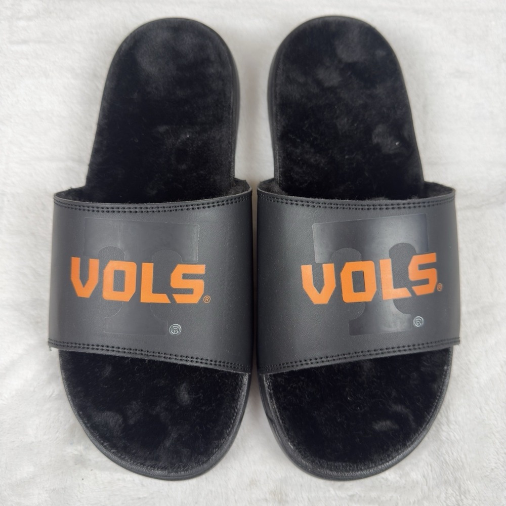 Tennessee Volunteers ISlide Fur Lined Slides‎ Men's 9 Black Sneaker Midsole New